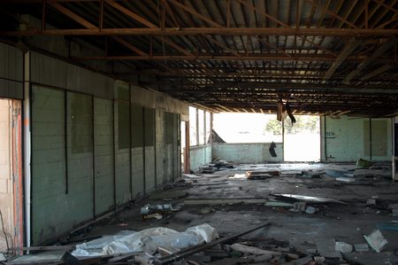 Vista Drive-In Theatre - Wrecked Concession - Photo From Water Winter Wonderland (newer photo)
